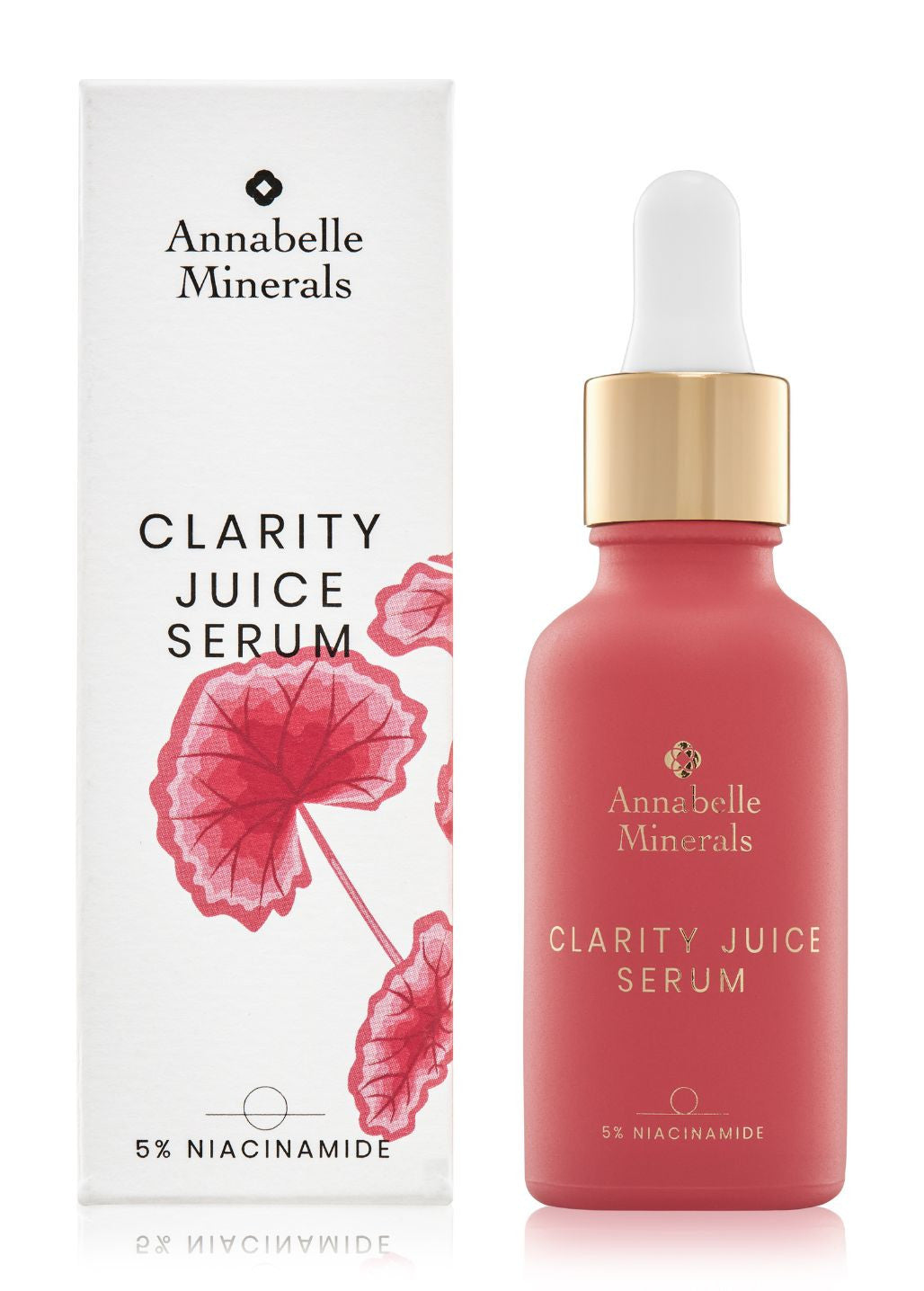 Serum Clarity Juice Annabelle Minerals z opakowaniem i pipetą na jasnym tle