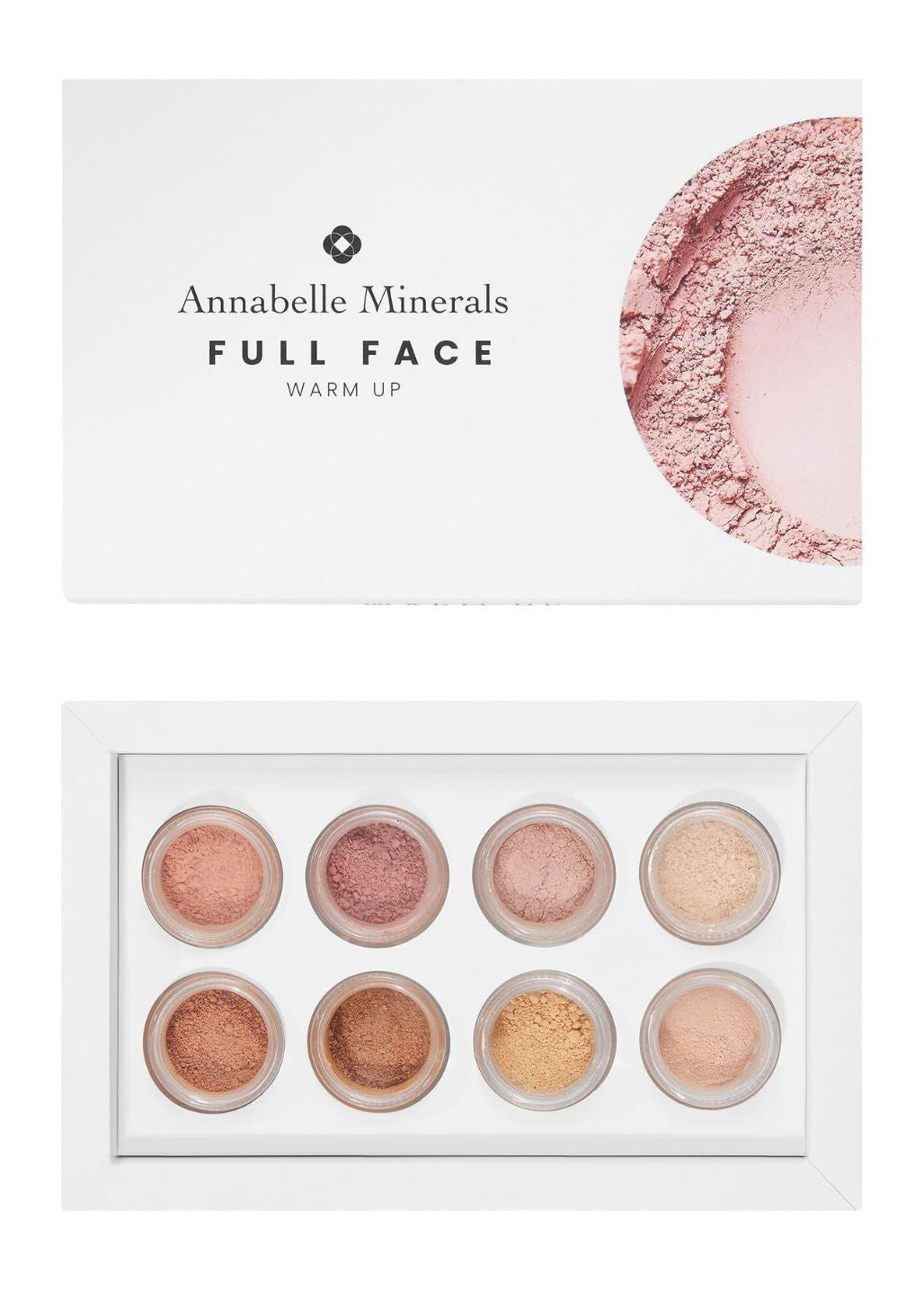 Zestaw mini kosmetyków Full Face Warm Up Annabelle Minerals z różami, cieniami i pudrami mineralnymi