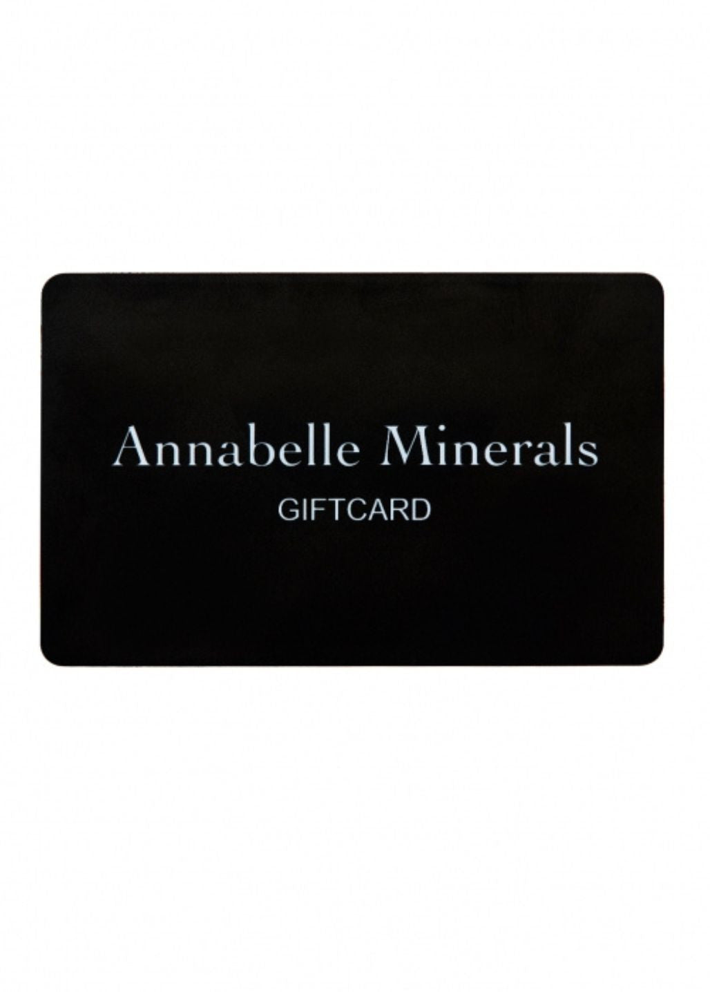 Czarna karta podarunkowa Annabelle Minerals z napisem Gift Card